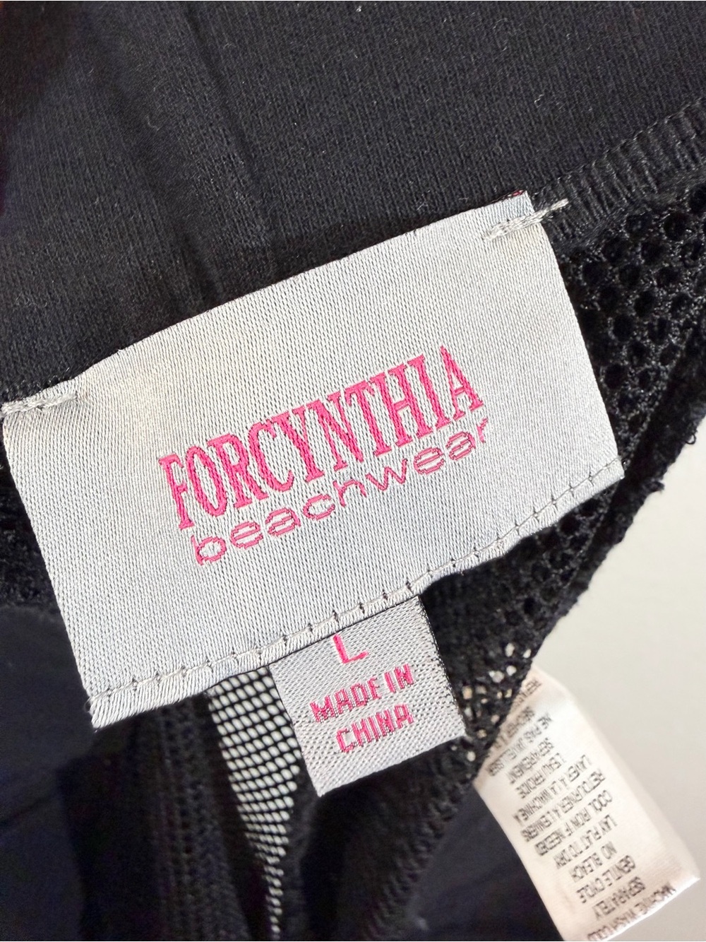 Forcynthia Beach Black Mesh Pants Size L Swim Cover Drawstring Vacation Resort - Picture 7 of 9